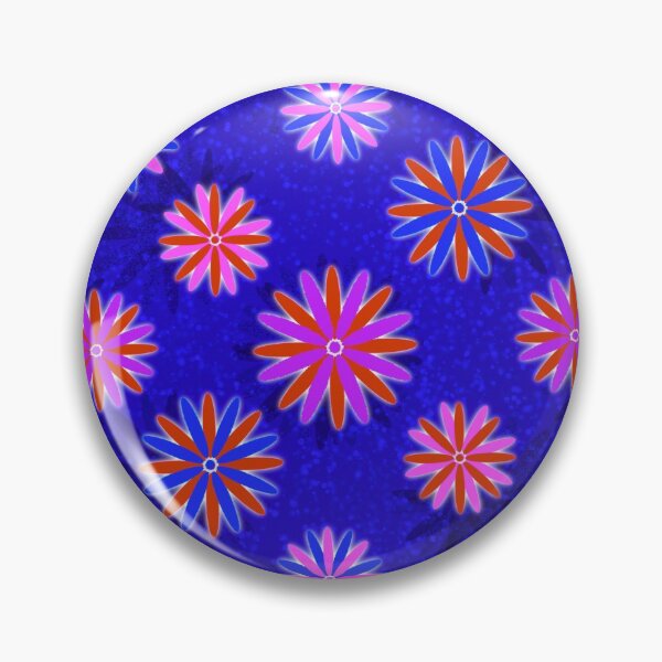 Item preview, Multicoloured Starry flowers on blue designed and sold by Only1helen.