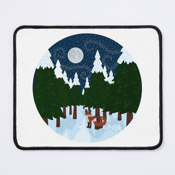 Fox in snowy woods at night Mouse Pad