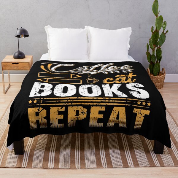 Artikelvorschau, Coffee Cat Books Repeat - Trendiges Design für Buchliebhaber und Katzenliebhaber Illustration entworfen und verkauft von Prince - Bestseller ★★★★★.