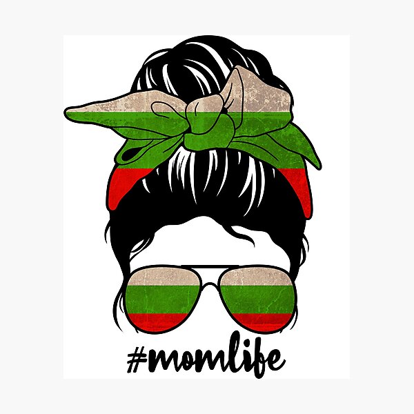 Item preview, Bulgarian Mom Life Messy Bun Patriotic Bulgaria Flag  designed and sold by RetroStyle247.