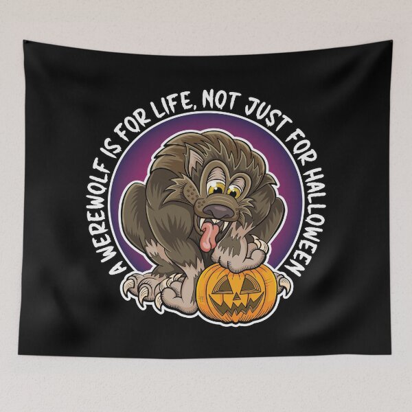 Item preview, A werewolf is for life, not just for Halloween. Cartoon werewolf with pumpkin design. designed and sold by robimerch.