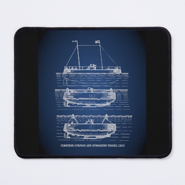 Item preview, Vintage Submarine Blueprint Blue Line Retro Design, Great Gift For Christmas designed and sold by TrulyEpoque.