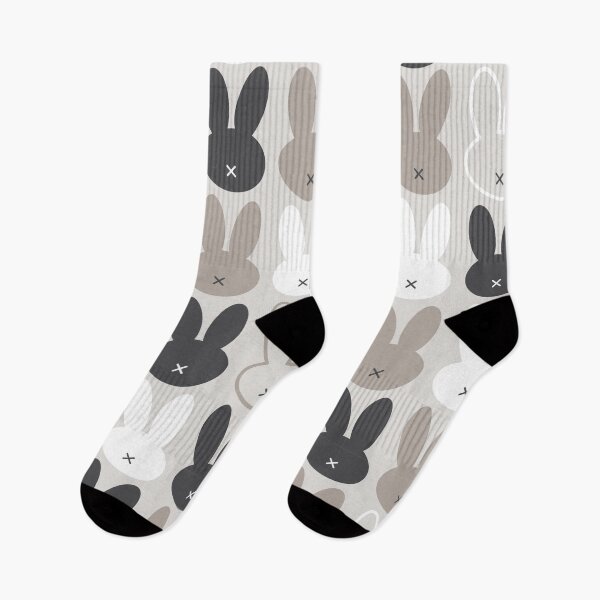 Item preview, Cute rabbit pattern gray socks designed and sold by Zoef-Design.