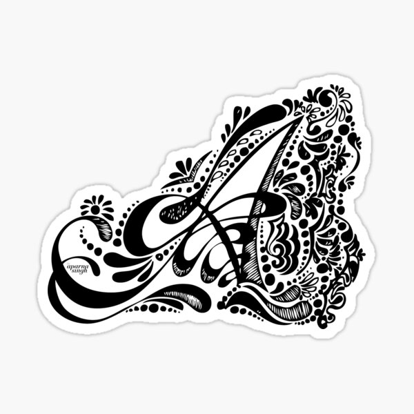 A - Monogram Henna Artwork Pattern Sticker