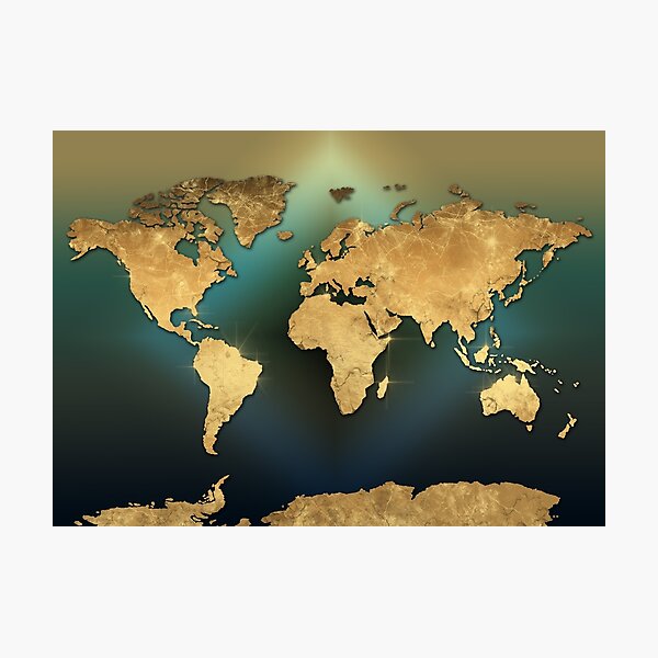 Item preview, world map gold designed and sold by BekimART.