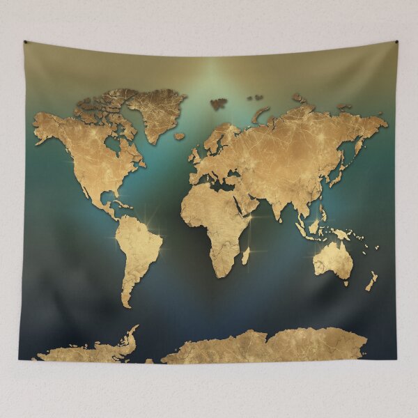 Item preview, world map gold designed and sold by BekimART.