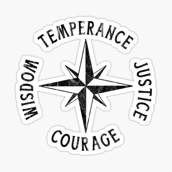 Item preview, Vintage Stoicism 4 Stoic Virtues TEMPERANCE JUSTICE COURAGE WISDOM designed and sold by Carl's Clothing.