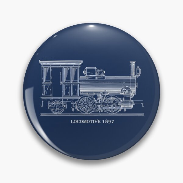 Item preview, Vintage Locomotive Blueprint Blue Line Retro Design, Great Gift For Christmas designed and sold by TrulyEpoque.