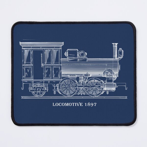 Item preview, Vintage Locomotive Blueprint Blue Line Retro Design, Great Gift For Christmas designed and sold by TrulyEpoque.