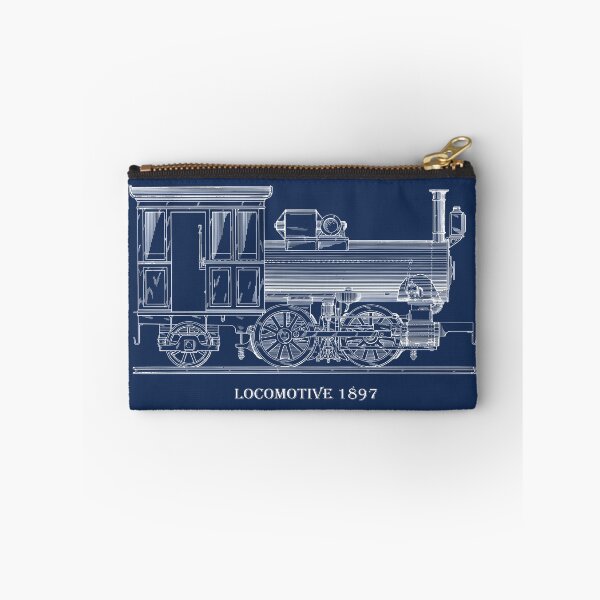 Item preview, Vintage Locomotive Blueprint Blue Line Retro Design, Great Gift For Christmas designed and sold by TrulyEpoque.