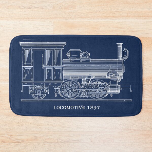 Item preview, Vintage Locomotive Blueprint Blue Line Retro Design, Great Gift For Christmas designed and sold by TrulyEpoque.