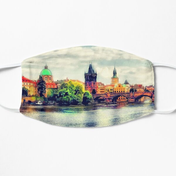 Prague bridge watercolor #prague Flat Mask