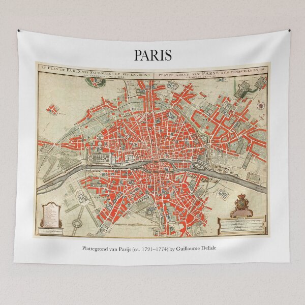 Item preview, Guillaume Delisle - Paris vintage old map designed and sold by FrostMintStudio.