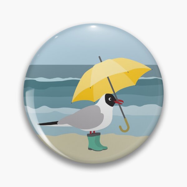 Item preview, Cute seagull with umbrella by the sea designed and sold by Darina Gulbina.