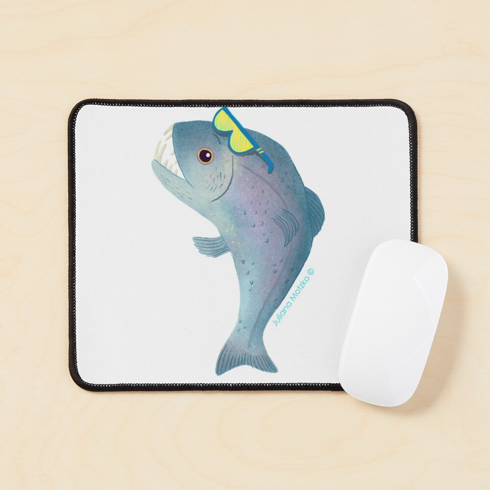 Big Vampire Fish with sunglasses Mouse Pad