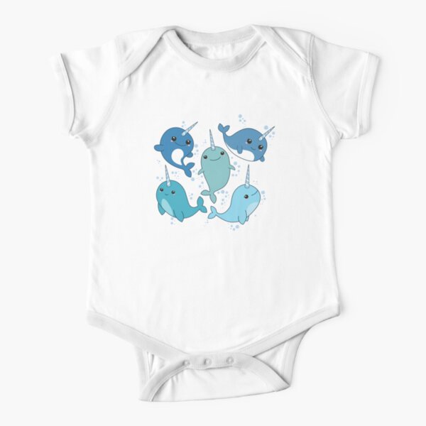 Narwhal Pattern Short Sleeve Baby One-Piece