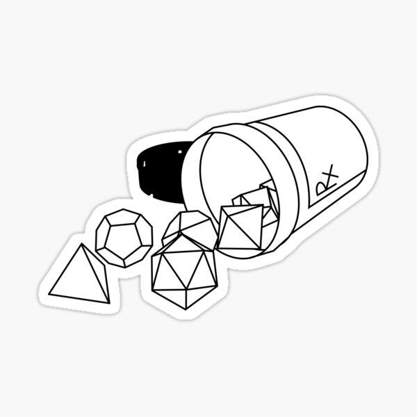 RPG Dice Prescription (BLACK) Sticker