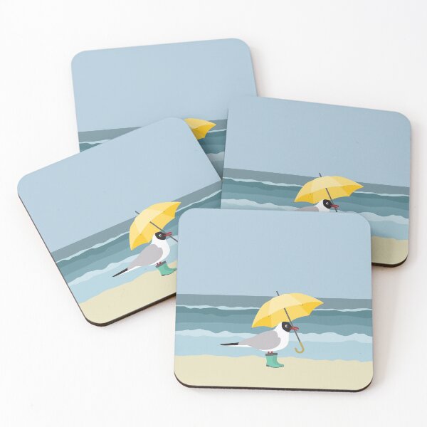 Item preview, Cute seagull with umbrella by the sea designed and sold by Darina Gulbina.