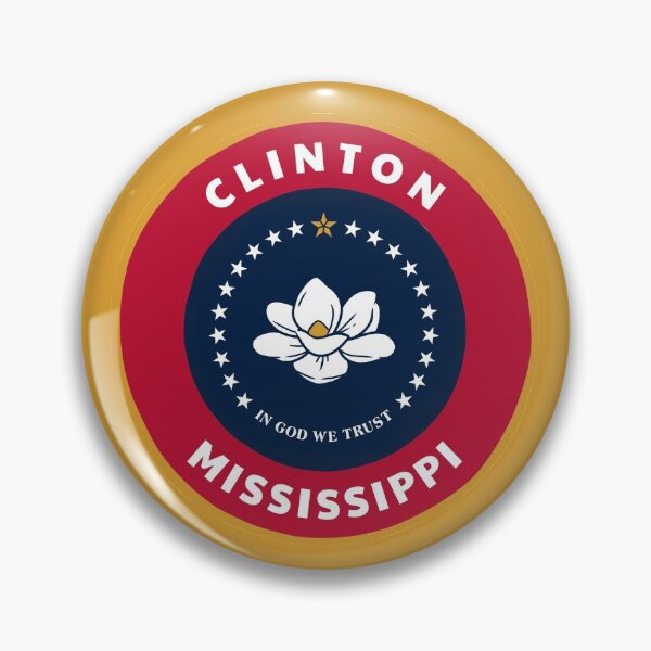 Item preview, Clinton Mississippi Flag Magnolia Badge Roundlet MS Pride designed and sold by palmettodigital.