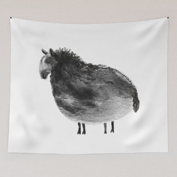Item preview, Black cloudy sheep friend on white designed and sold by orangerinka.