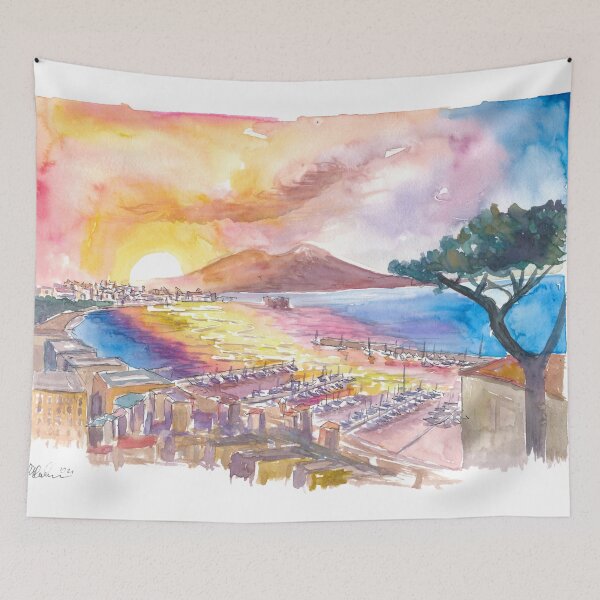 Item preview, Spectacular Sunrays over Napoli Italy with Vesuvius and Mediterranean Sea designed and sold by artshop77.