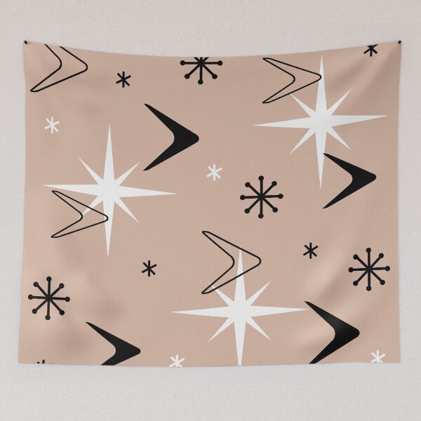 Item preview, Mid Century Modern Boomerangs Beige designed and sold by thepixelgarden.