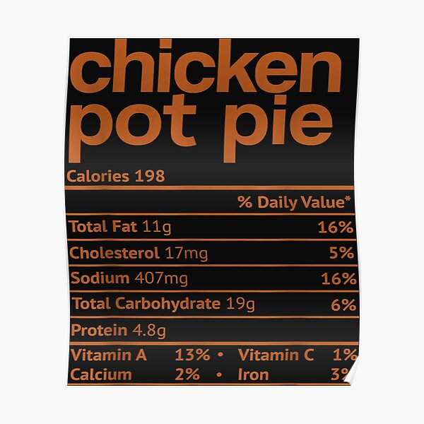 "Chicken Pot Pie Nutrition Facts Funny Thanksgiving Christmas" Poster for Sale by Nathaniel98re