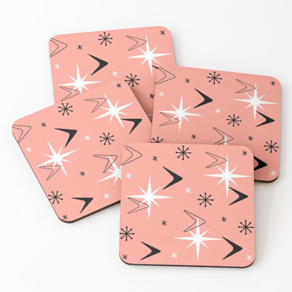 Item preview, Mid Century Modern Boomerangs Salmon Pink designed and sold by thepixelgarden.