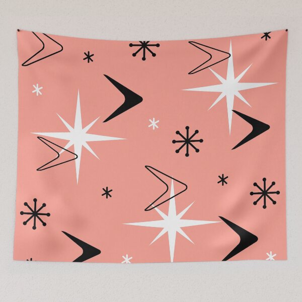 Item preview, Mid Century Modern Boomerangs Salmon Pink designed and sold by thepixelgarden.