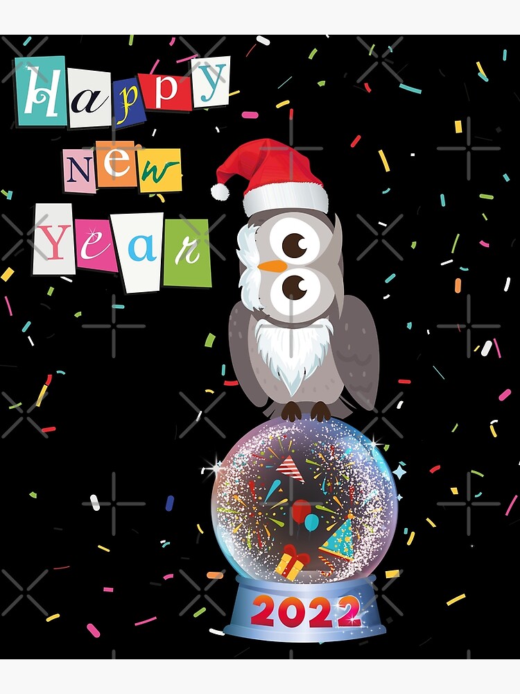 Thumbnail 2 of 2, Greeting Card, happy new year 2022 owl designed and sold by Lighvision.