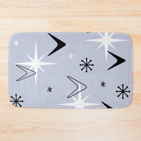 Item preview, Mid Century Modern Boomerangs Silver Blue designed and sold by thepixelgarden.