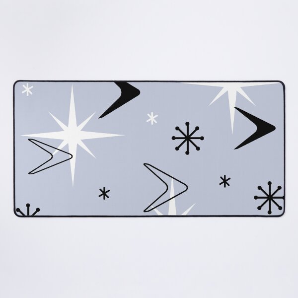 Item preview, Mid Century Modern Boomerangs Silver Blue designed and sold by thepixelgarden.