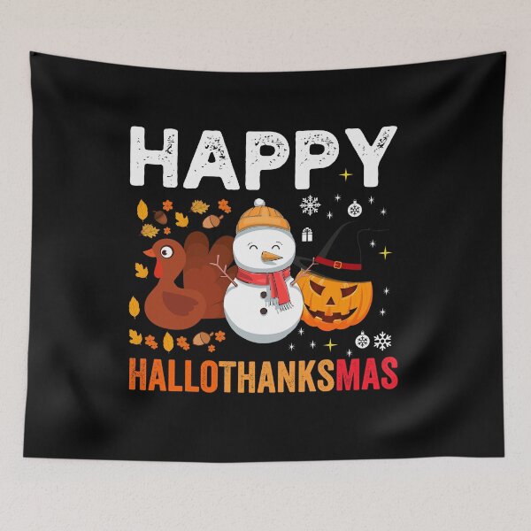Item preview, Happy Hallothanksmas Funny Halloween Thanksgiving Christmas designed and sold by NiceSpot.