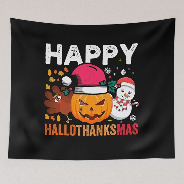 Item preview, Happy Hallothanksmas Funny Halloween Thanksgiving Christmas designed and sold by NiceSpot.