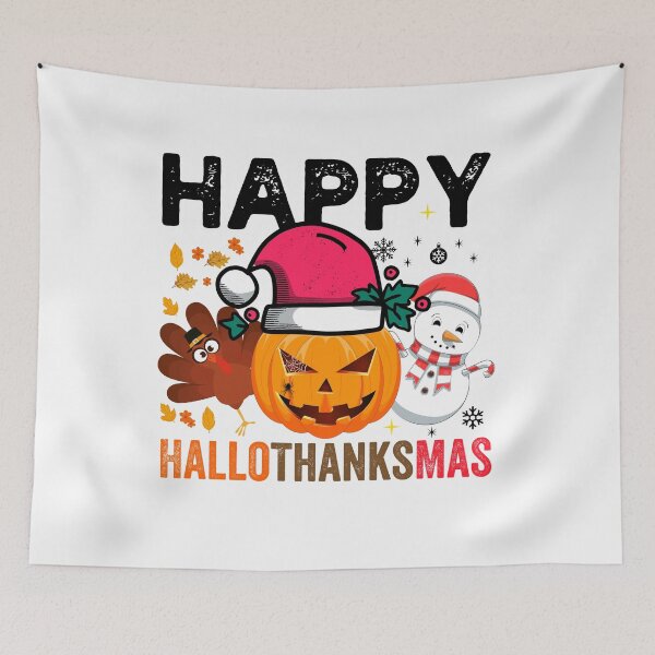 Item preview, Happy Hallothanksmas Funny Halloween Thanksgiving Christmas designed and sold by NiceSpot.