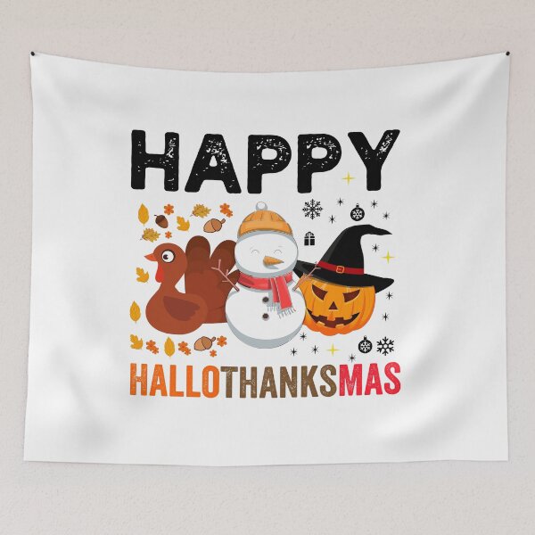Item preview, Happy Hallothanksmas Funny Halloween Thanksgiving Christmas designed and sold by NiceSpot.