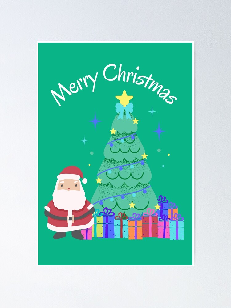 Póster for Sale con la obra «Papá Noel Árbol de Navidad y regalos