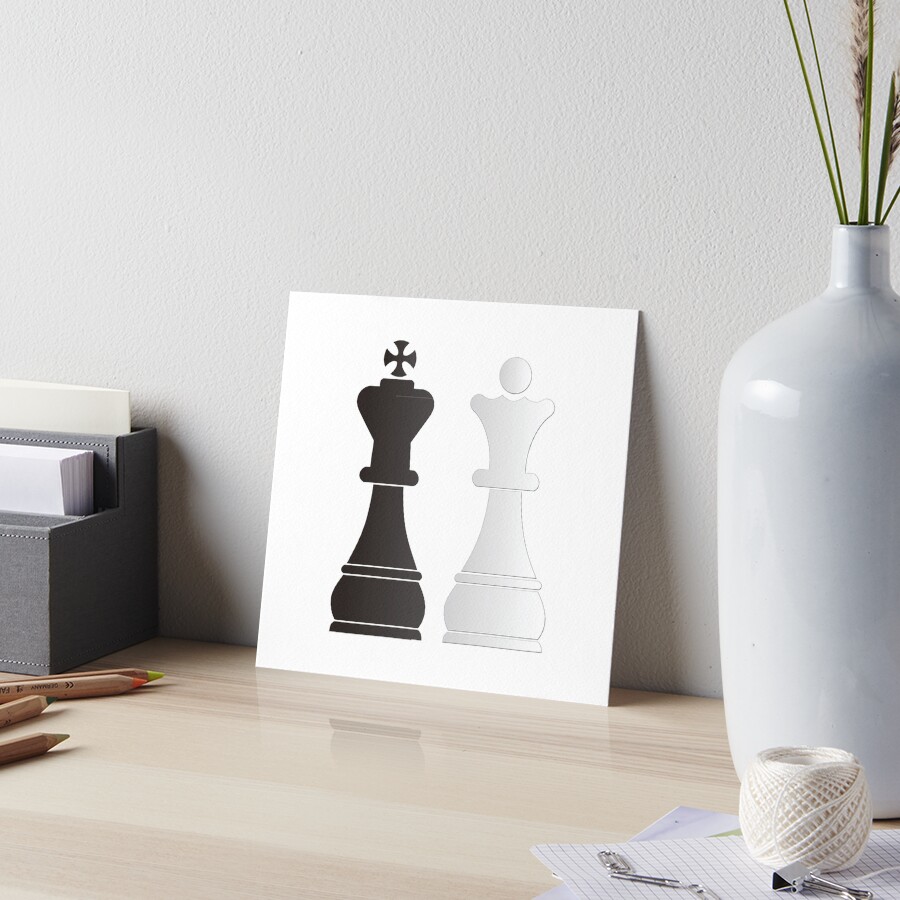 Chess pieces, black king and white queen, rivalry or romance Stock