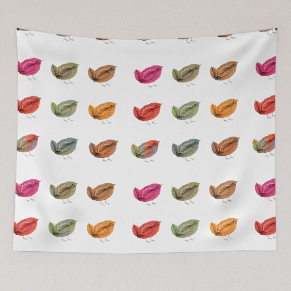 Item preview, Cute Little Birds Leave Patterned Painting Art - Hand Painted Birds designed and sold by AR Studios.