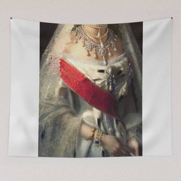 Item preview, Gorgeous Renaissance Painting of a Bejeweled Princess Wearing a Pearl and Diamond Chocker Necklace designed and sold by Bellathewilde.