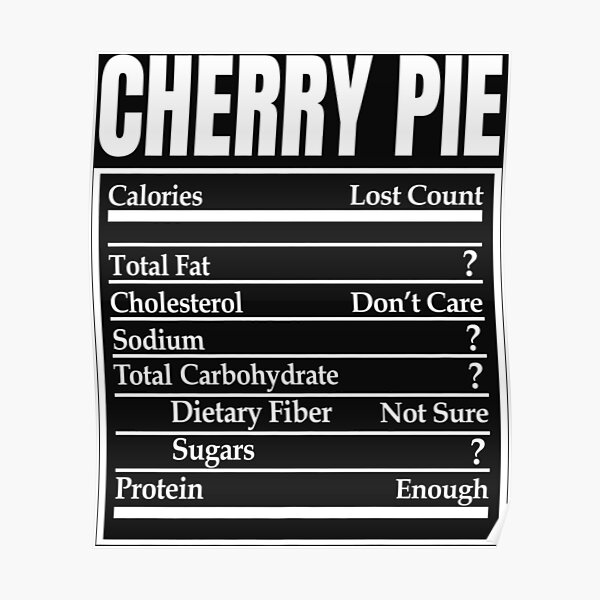 "Cherry Pie Nutrition Facts Label Thanksgiving Food Costume Premium
