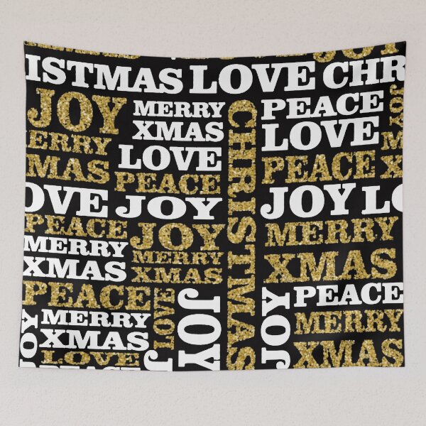 Item preview, Christmas Gold Glitter Word Pattern Art designed and sold by WearWolfDesigns.