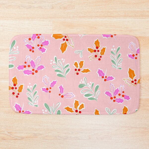 Item preview, Retro Christmas Foliage Pattern Nº1 Pastel Pink and Orange designed and sold by Dominiquevari.