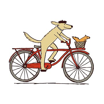Artwork thumbnail, Dog and Squirrel are Friends | Whimsical Animal Art | Dog Riding a Bicycle by ShortCoffee