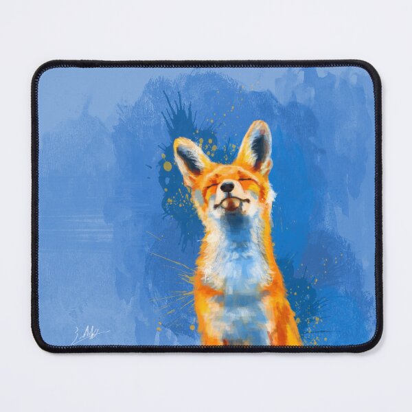 Item preview, Happy Fox - blue fox illustration designed and sold by Flo Art Studio.