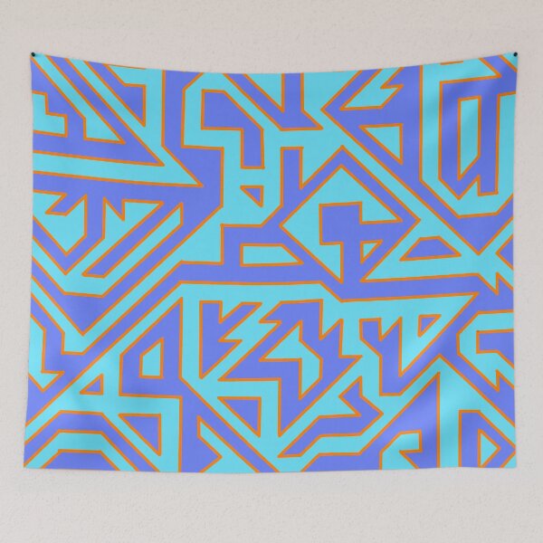 Item preview, Abstract Pattern Piece in blue, cyan and orange designed and sold by nathanielmeeart.