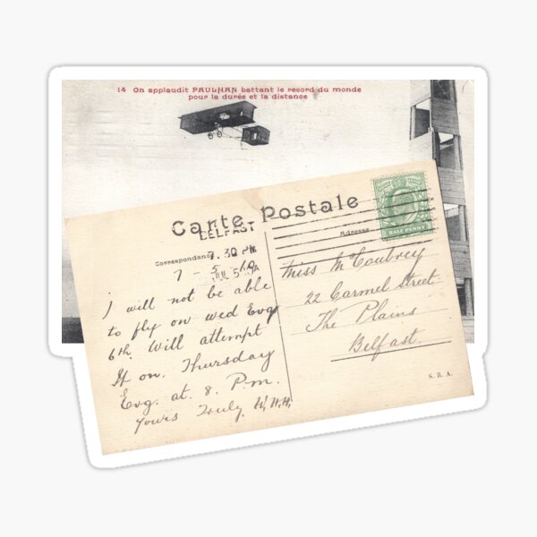 Vintage aviation postcard - biplane Sticker