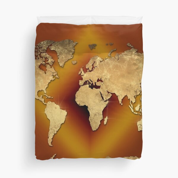 world map gold 3 Duvet Cover