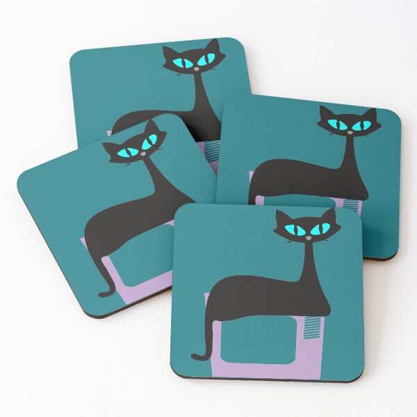 Item preview, Mid Century Cat Lying on a Retro Telly designed and sold by LisWilliams.