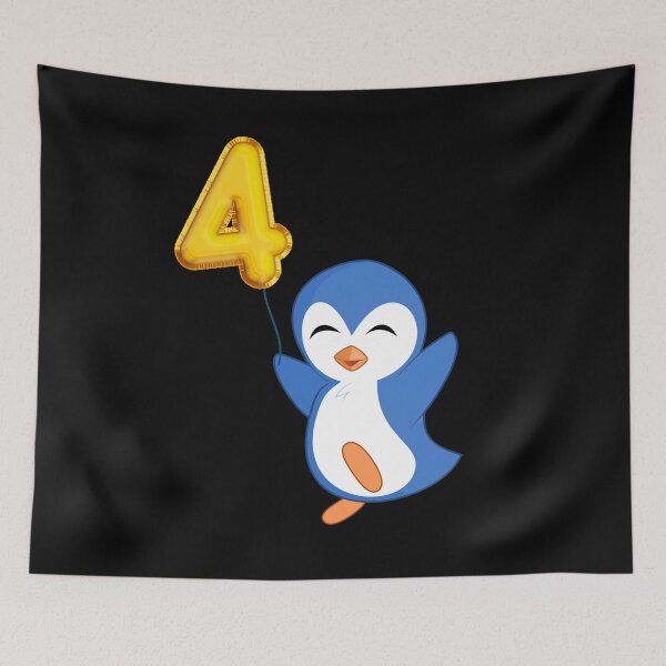 Item preview, Penguin with Balloons Happy 4th Birthday designed and sold by SunfullyYours.